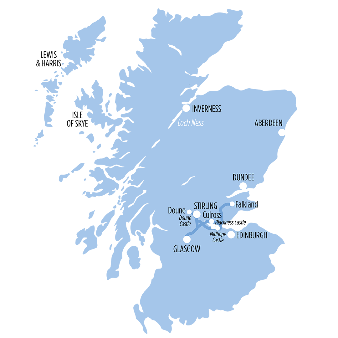 Outlander Castles & The Scottish Countryside map of route