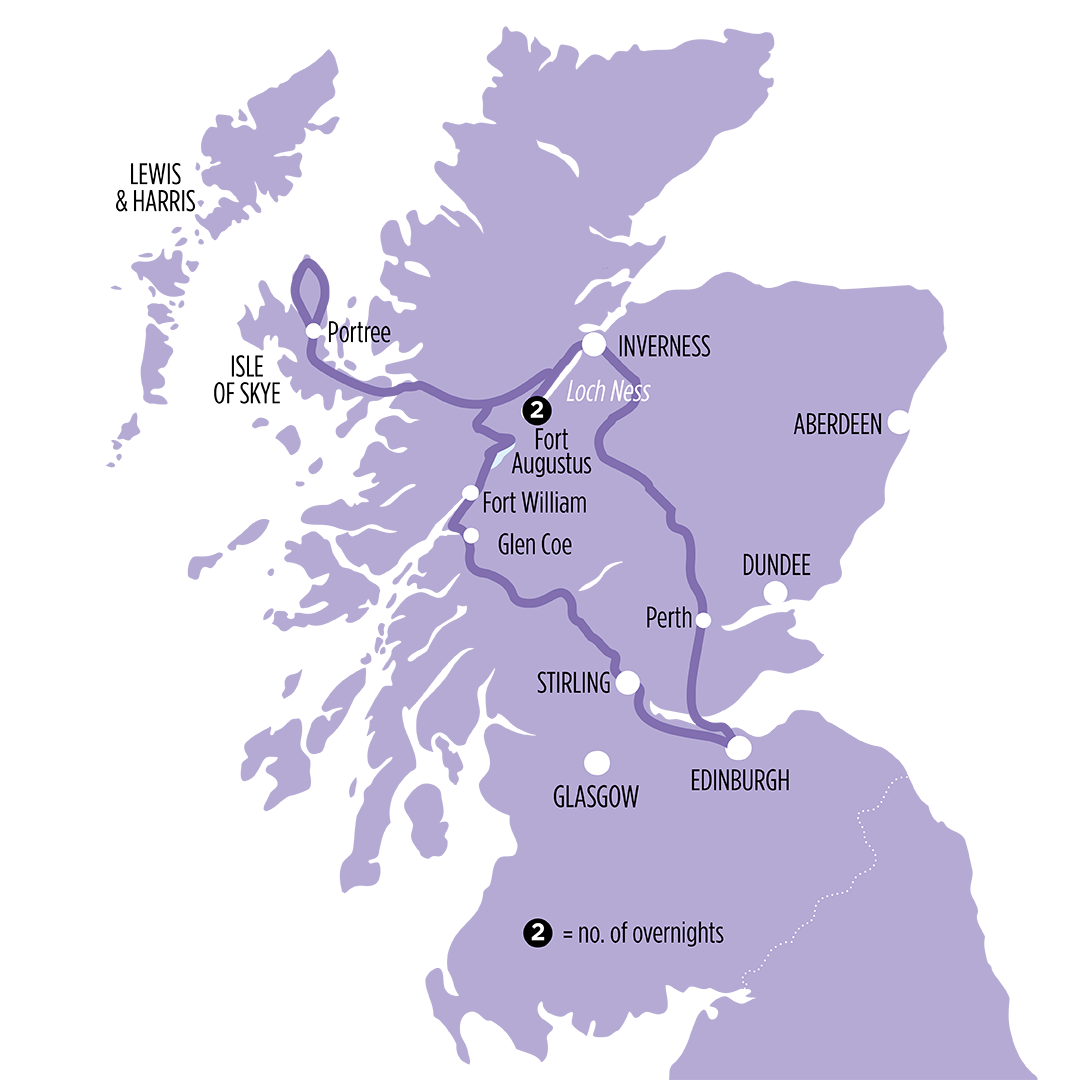 Loch Ness & Isle of Skye map of route