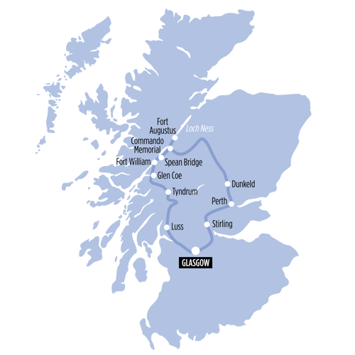 Scottish Highlands & Loch Ness route map
