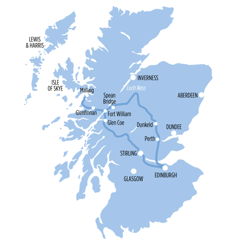 Scottish Highlands & Jacobite Steam Train route map