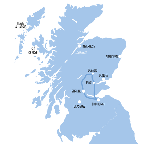 Scottish Glens, Highlands & Whisky route map