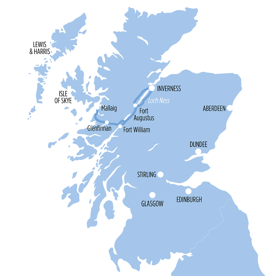 Harry Potter Train & The Scenic Highlands (7.30am Departure) map of route