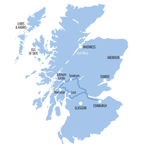 Castles, West Highlands & Loch Lomond route map