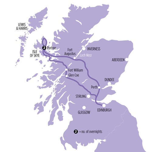 Isle of Skye & The Highlands route map