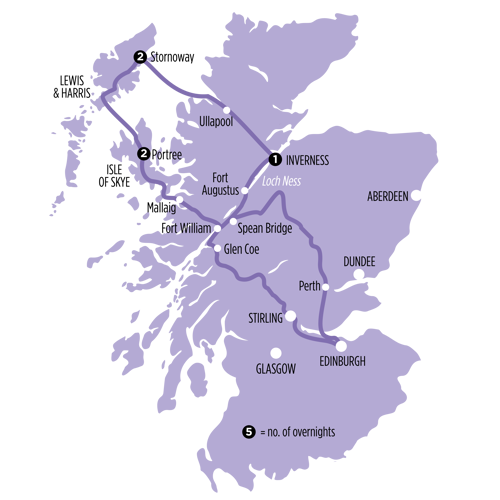Isle of Skye & Outer Hebrides route map