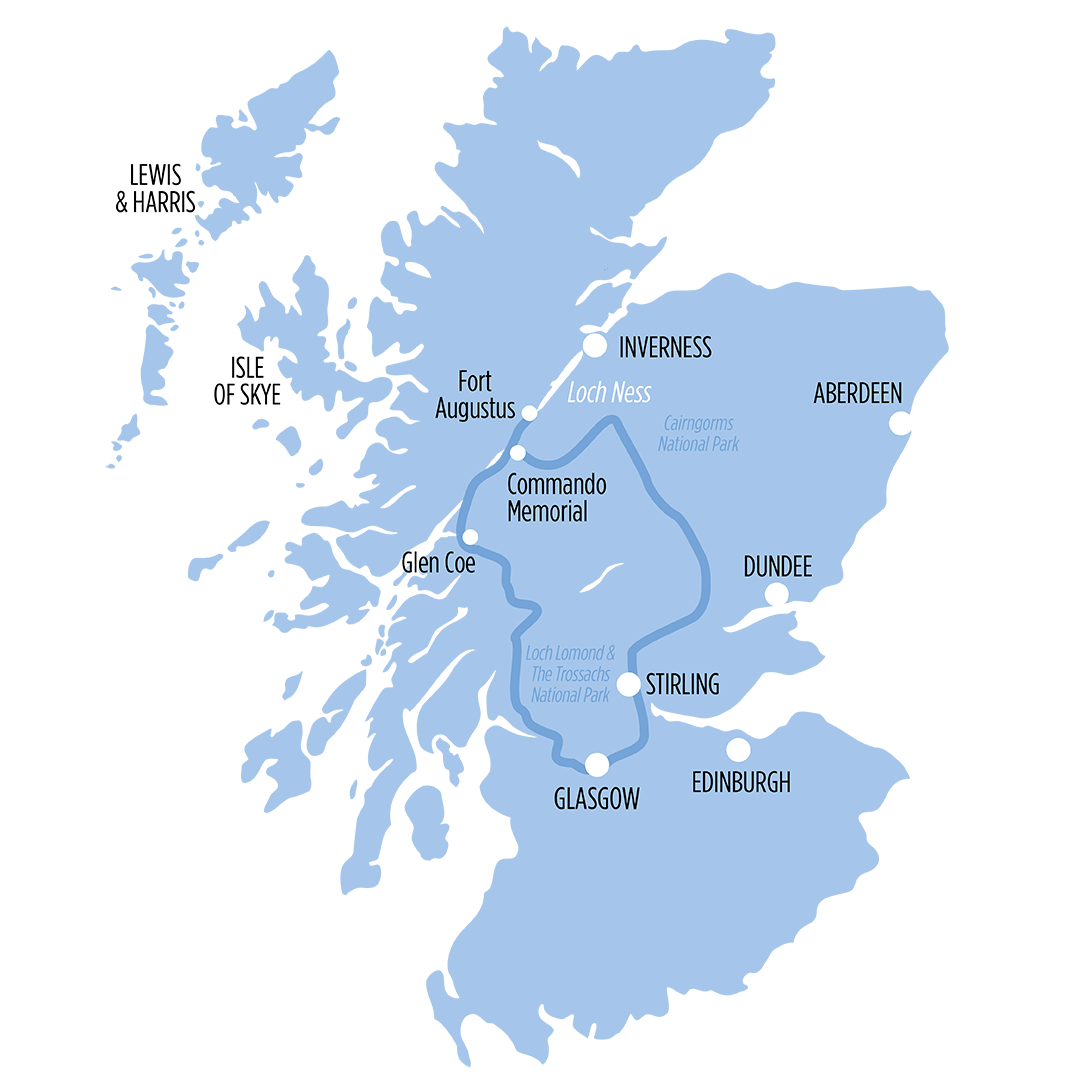 Scottish Highlands & Loch Ness map of route