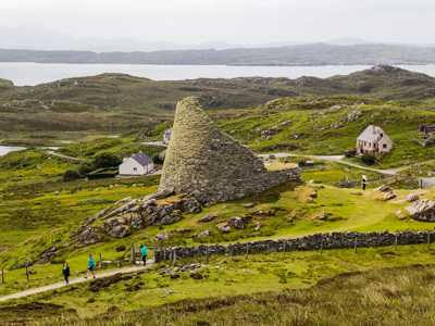 Dun Carloway Broch on the Isle of Lewis, an ancient stone tower with panoramic views of the surrounding landscape