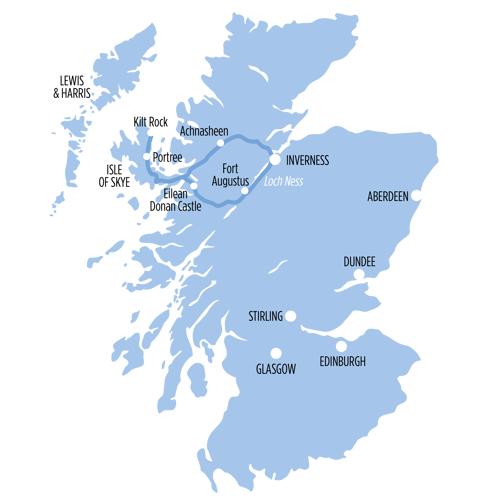 Isle of Skye & Eilean Donan Castle route map