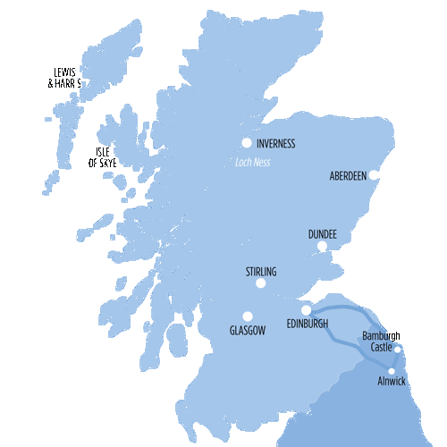Alnwick Castle & The Borders route map