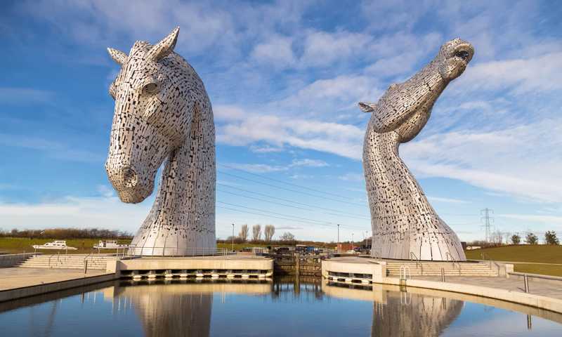 The Kelpies: a large monument of two horse heads made of steel