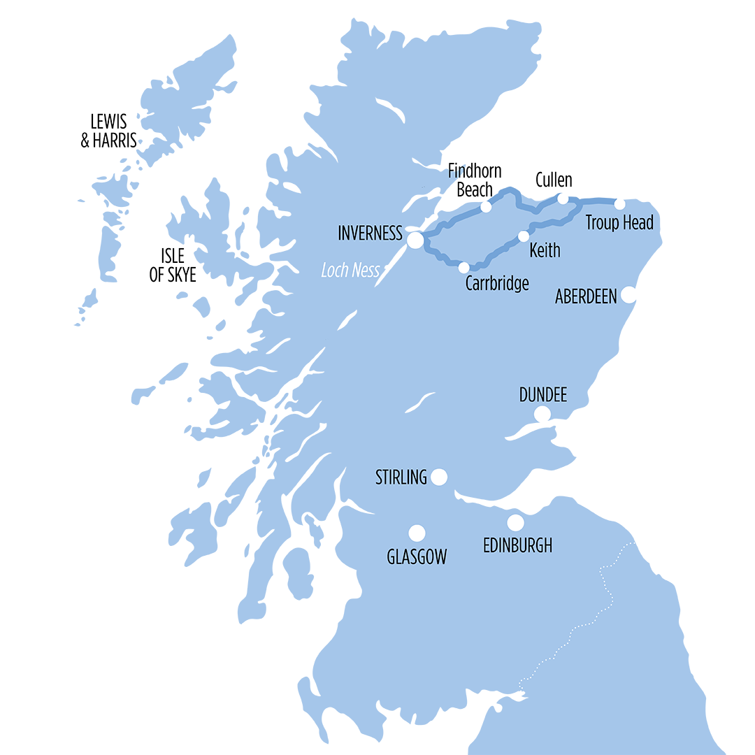 Moray Coast, Wildlife & Speyside Whisky Explorer map of route