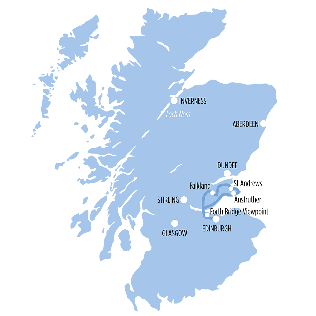 Coastal Path of Fife & St Andrews map of route