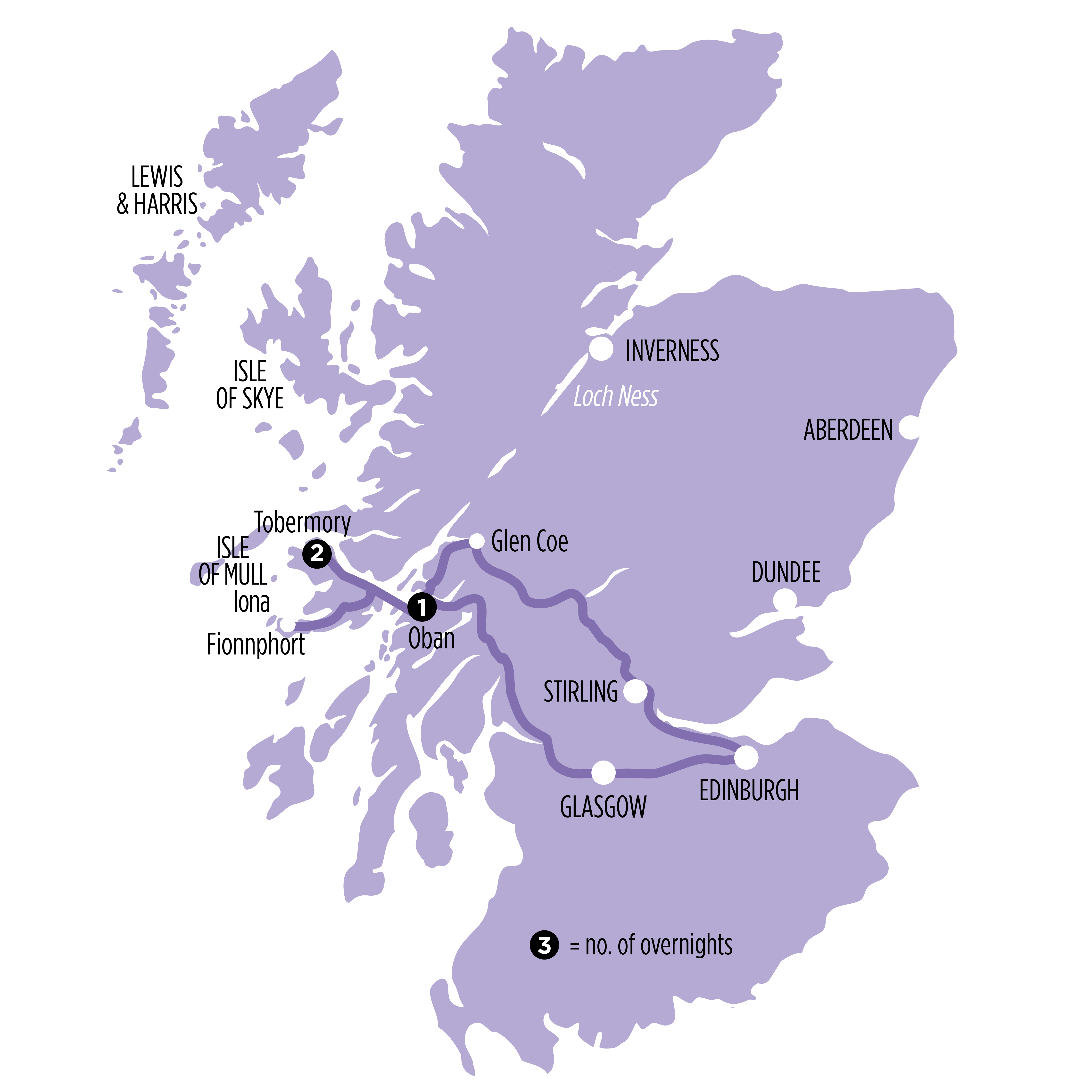 Mull, Iona & Staffa Puffin Experience map of route